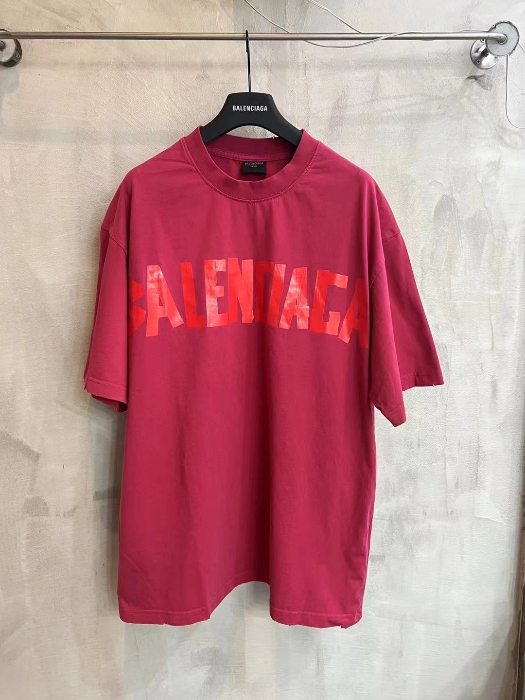 Balenciaga Logo Print Oversized T-Shirt Magenta
