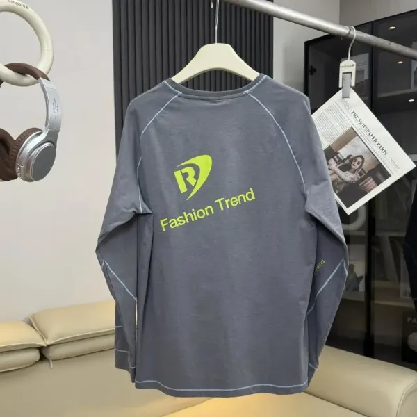 Design Fashion Trend Logo Long Sleeve T-Shirt Orange T-Shirts - 18