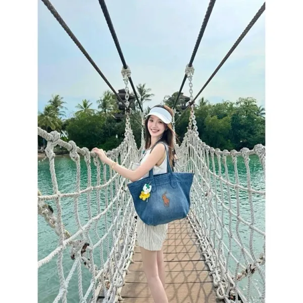 Polo Ralph Lauren Denim Tote Bag Blue - 19