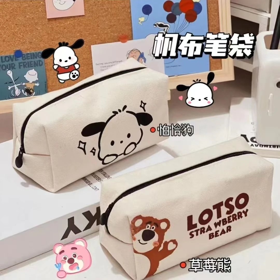 Sanrio Pompompurin Canvas Pouch Beige Bag Clutches - 6