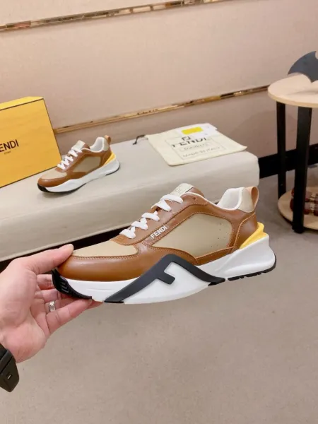Fendi F-Logo Chunky Sneakers Brown Beige White - 2