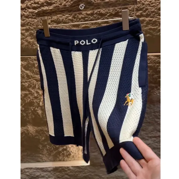 Polo Ralph Lauren Striped Mesh Shorts Navy and White - 4