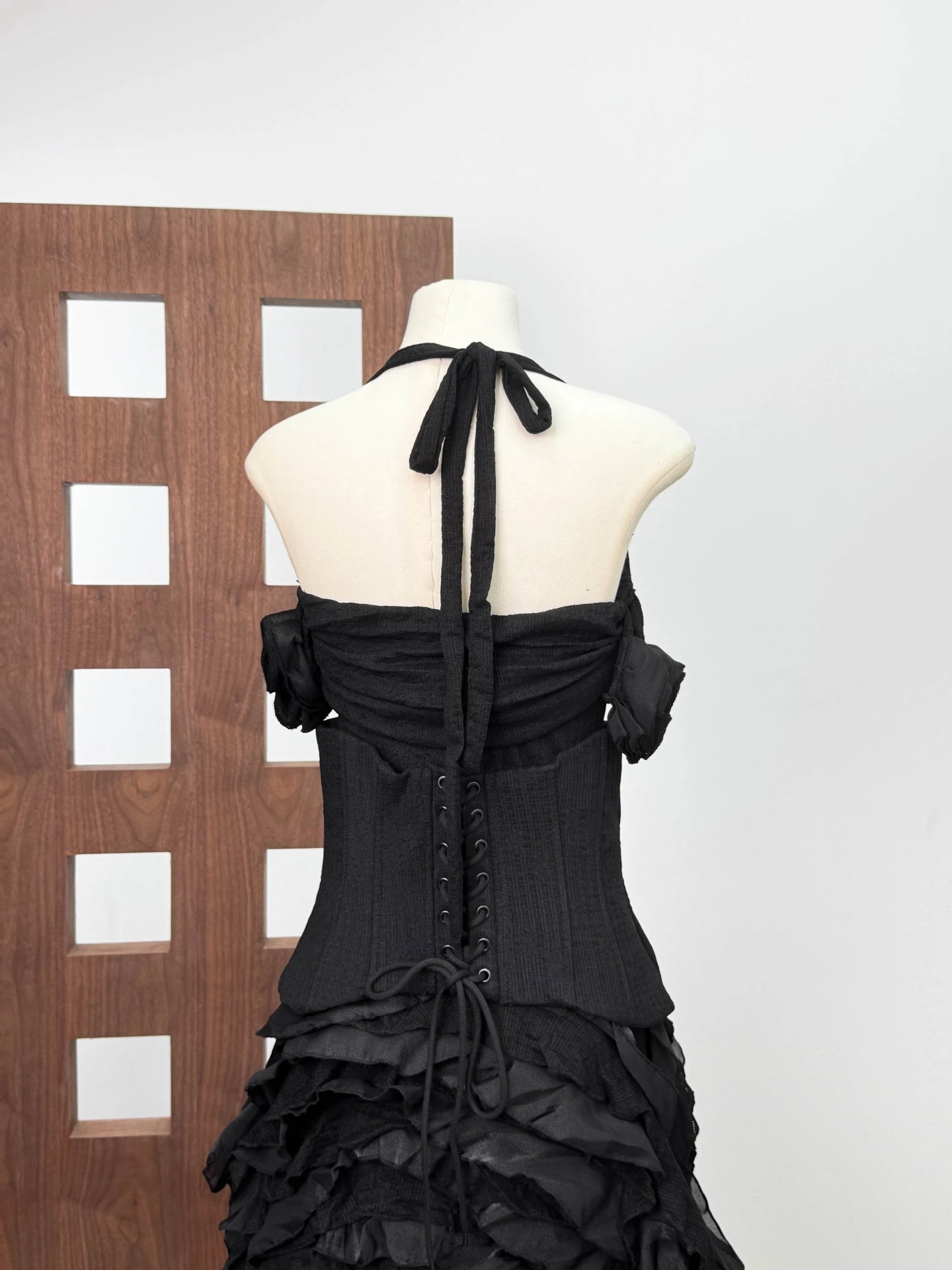Design Ruffled Halter Corset Dress in Mint Green - 10