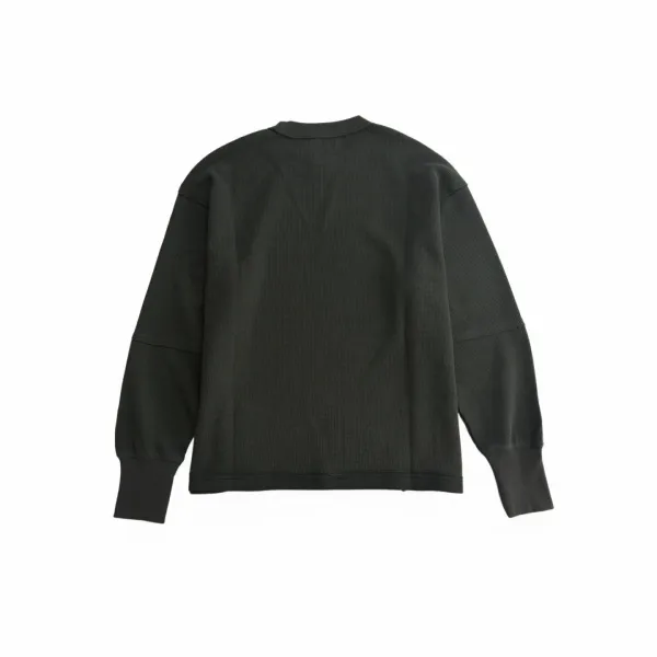 Telfar Thermal Waffle Knit Crewneck Sweatshirt Olive Green Sweater - 3