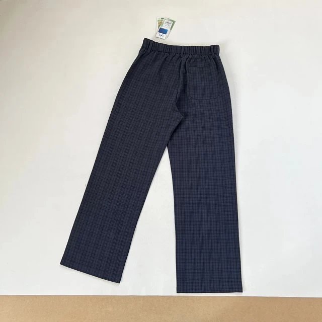 Design Wide-Leg Plaid Pants Navy - 12