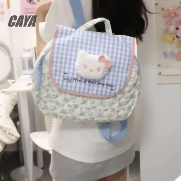 Hello Kitty Mini Backpack with Gingham Patch and Rabbit Print - 6