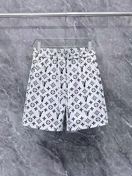 Louis Vuitton Monogram Print White Drawstring Shorts - 1