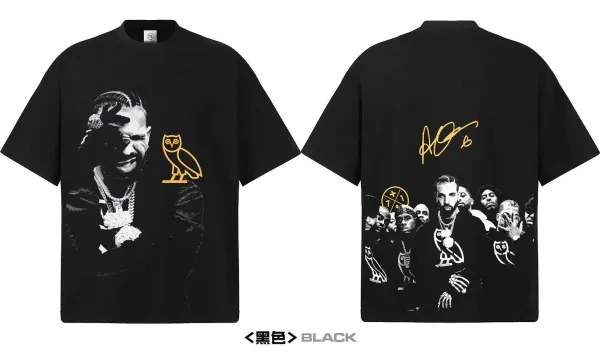 A Bathing Ape OVO x Drake Scattered Owl Graphic Washed Black T-Shirt T-Shirts - 12