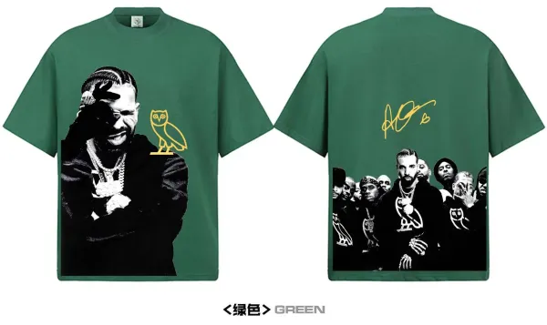 A Bathing Ape OVO x Drake Scattered Owl Graphic Washed Black T-Shirt T-Shirts - 14