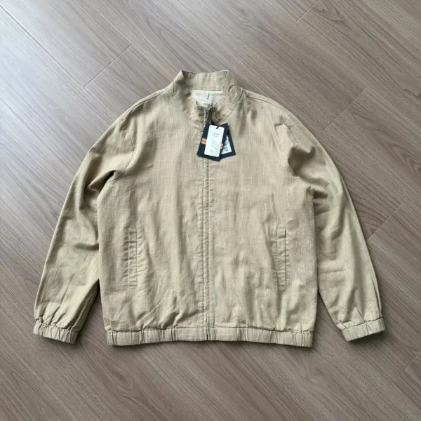 Design Minimalist Zip-Up Jacket Beige Outerwear - 9