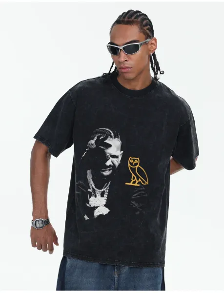 A Bathing Ape OVO x Drake Scattered Owl Graphic Washed Black T-Shirt T-Shirts - 20