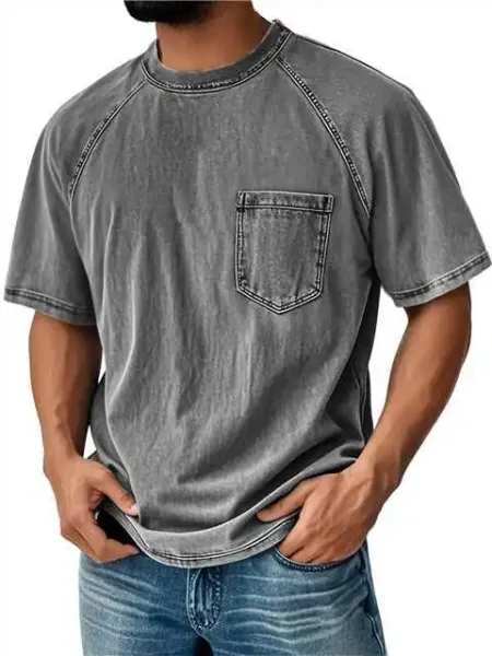 Design Denim-Effect Pocket T-Shirt Blue T-Shirts - 6