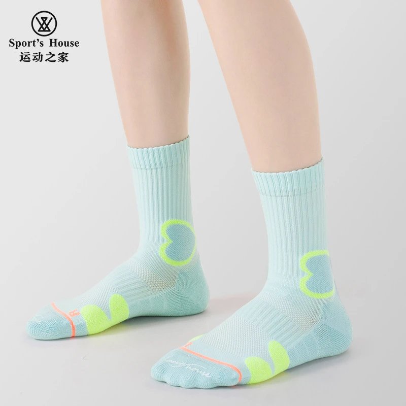Sport's House Heart Pattern Pink Casual Socks