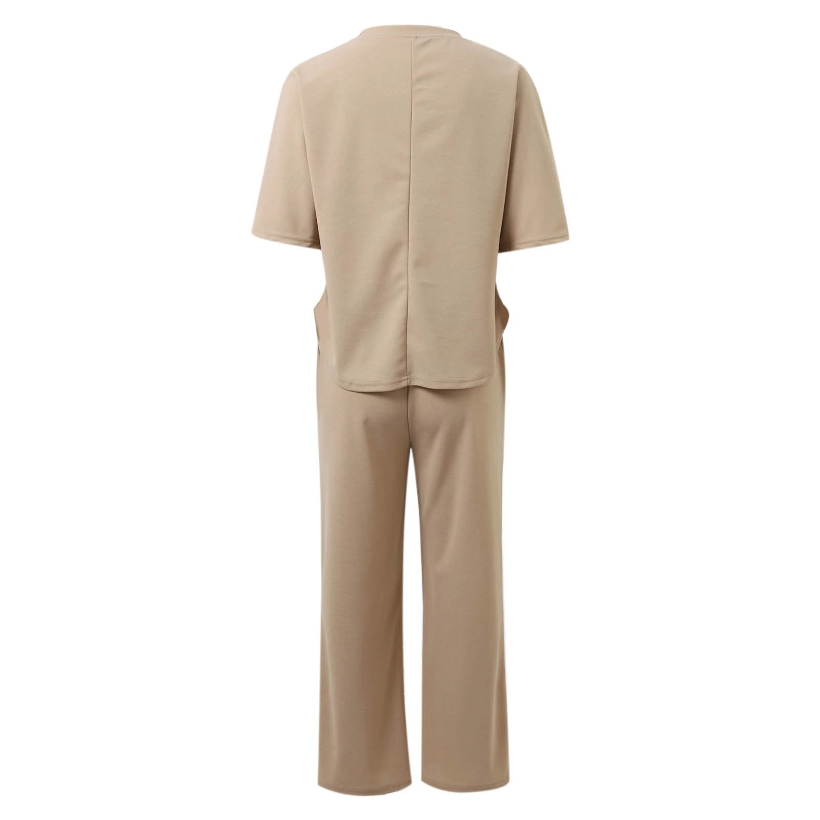 Design Relaxed Fit Cropped T-Shirt and Wide-Leg Pants Set Olive - 42