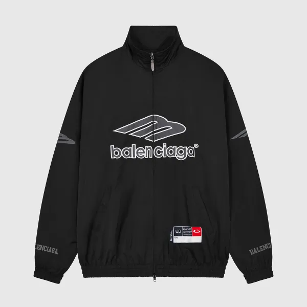 Balenciaga Logo Windbreaker Black Jacket - 1