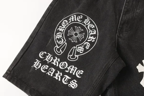 Chrome Hearts Cross Logo Denim Shorts Black - 25