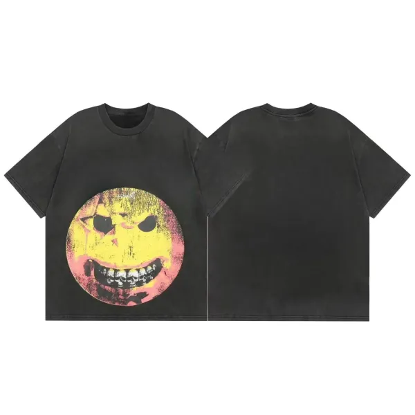 Design Graphic Hooded Face Print Black T-Shirt - 26