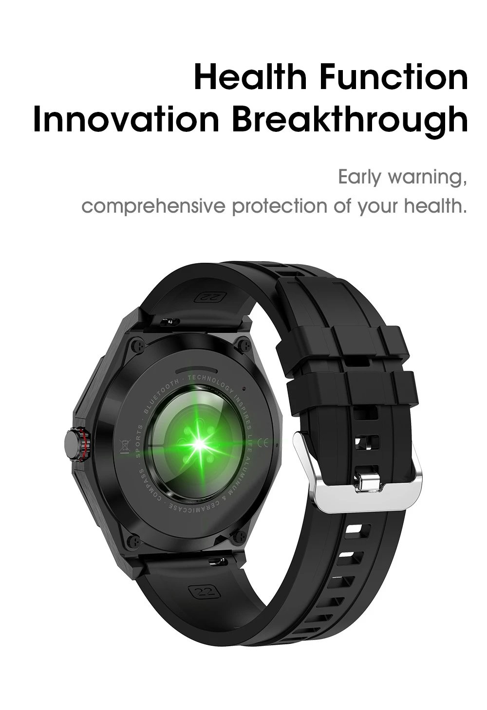 Design Octagonal Smartwatch Black and Brown Leather Strap Smartwatch - 11