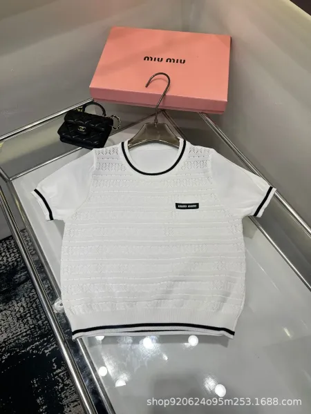 Miu Miu Knit Set White with Black Trim Two-Piece Outfit - 3