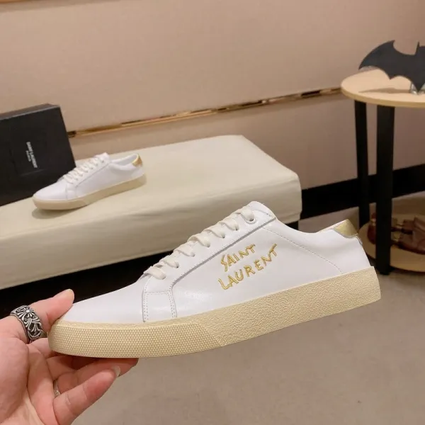 Saint Laurent SL / 10 White and Gold Leather Sneakers - 1