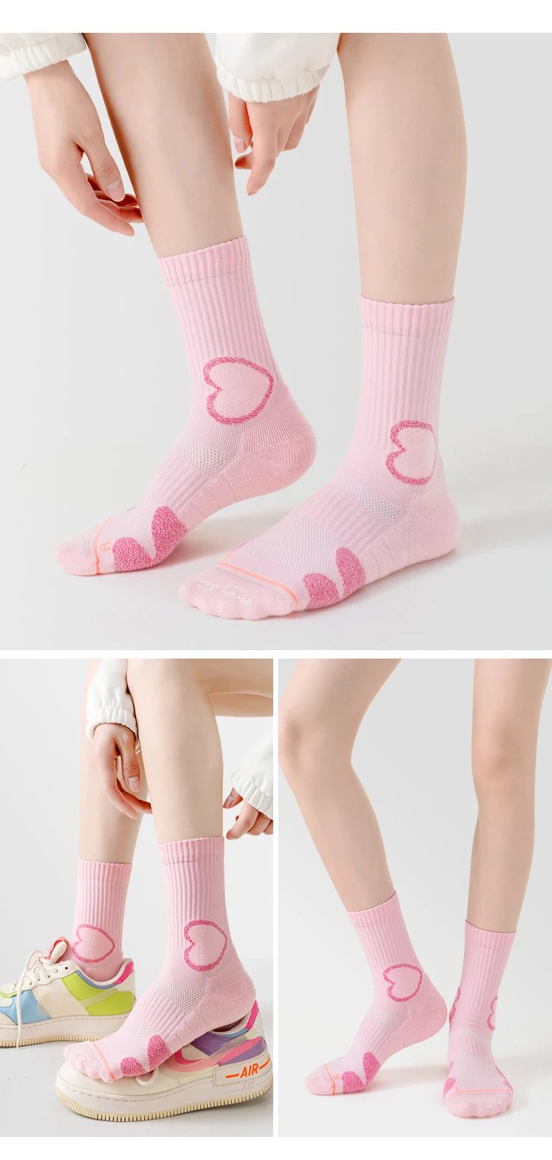Design Performance Socks Blue with Neon Green Heart Accents Socks - 13
