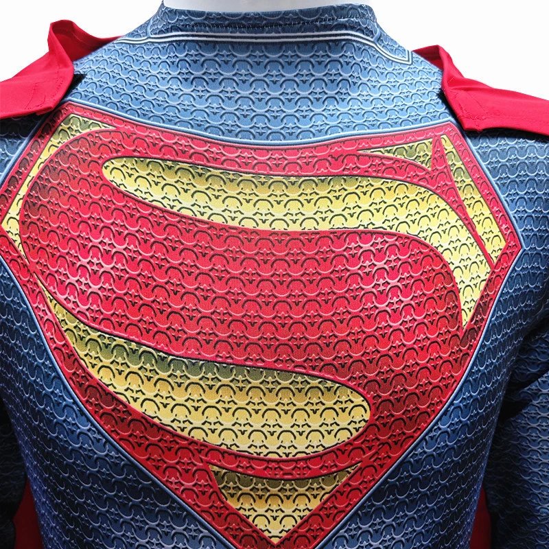 Design Superman Costume Blue Red Full Bodysuit with Cape Clothing - 4