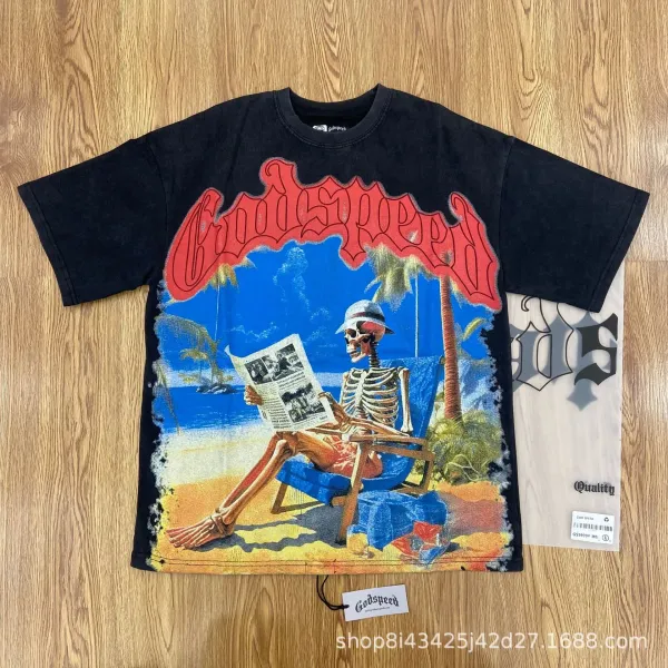 Godspeed Hollywood Fire Print Cream T-Shirt - 9