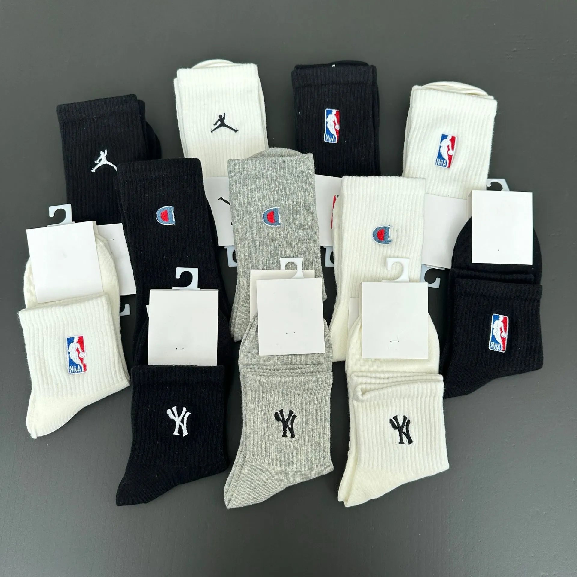 Design Ribbed Crew Socks Black - 15