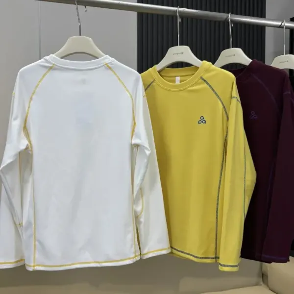 Alo Yoga Long Sleeve Base Layer White with Yellow Stitching - 7