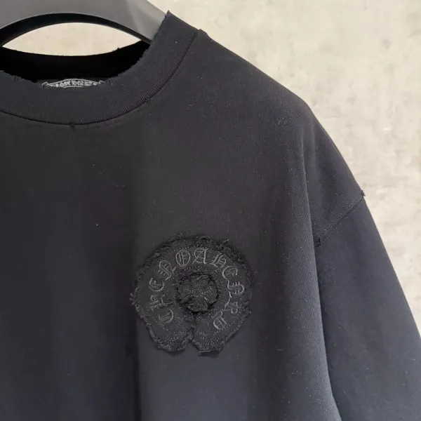 Chrome Hearts Cross Embroidered Distressed Black T-Shirt - 17