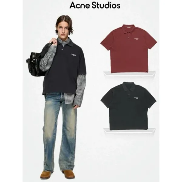 Acne Studios Logo Polo Shirt Black Tops Polo - 1