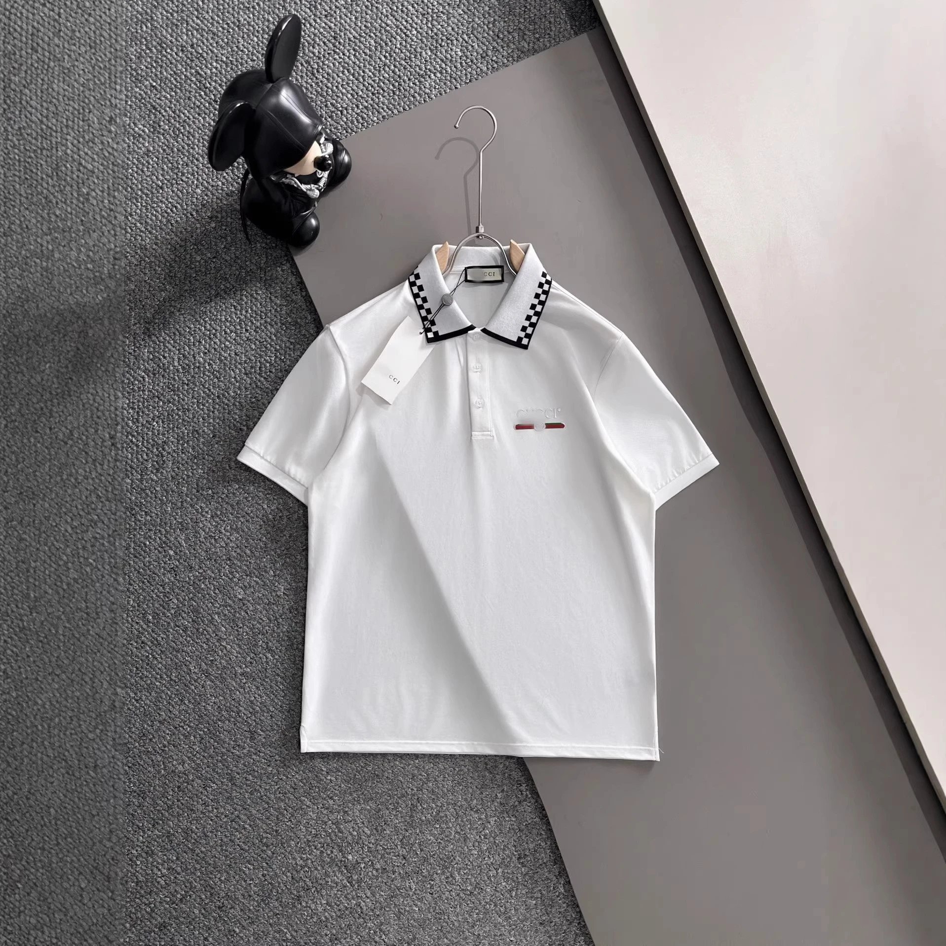 Prada Triangle Logo White Black Green Beige Classic Polo Shirt