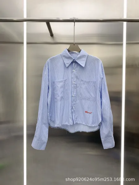 Chanel Striped Cropped Shirt in Light Blue - 1
