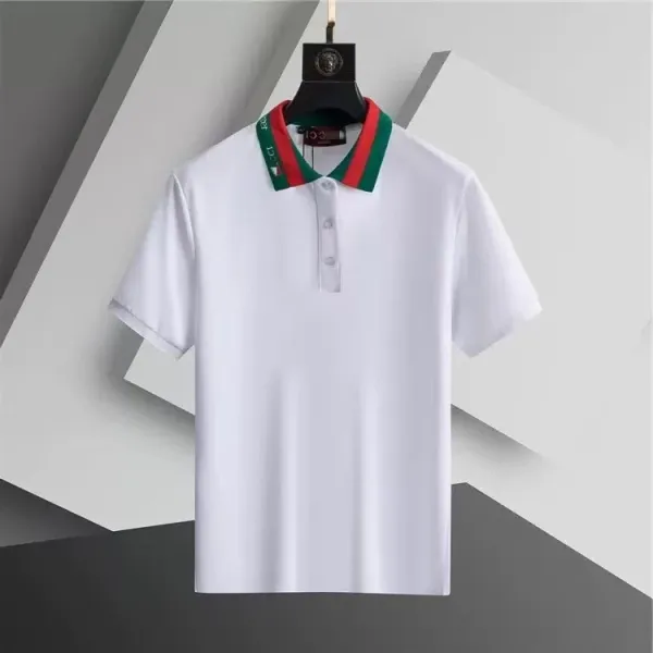 Gucci Web Stripe Collar Polo White Polo Shirt - 1