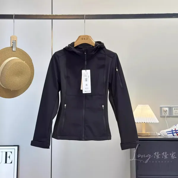 Design Softshell Hooded Jacket in Ivory, Blush Pink, and Black Outerwear.jacket - 9