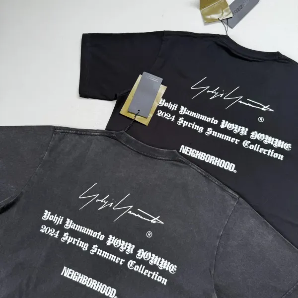 Yohji Yamamoto x Neighborhood Collaboration Graphic Tee Charcoal Gray T-Shirt - 24