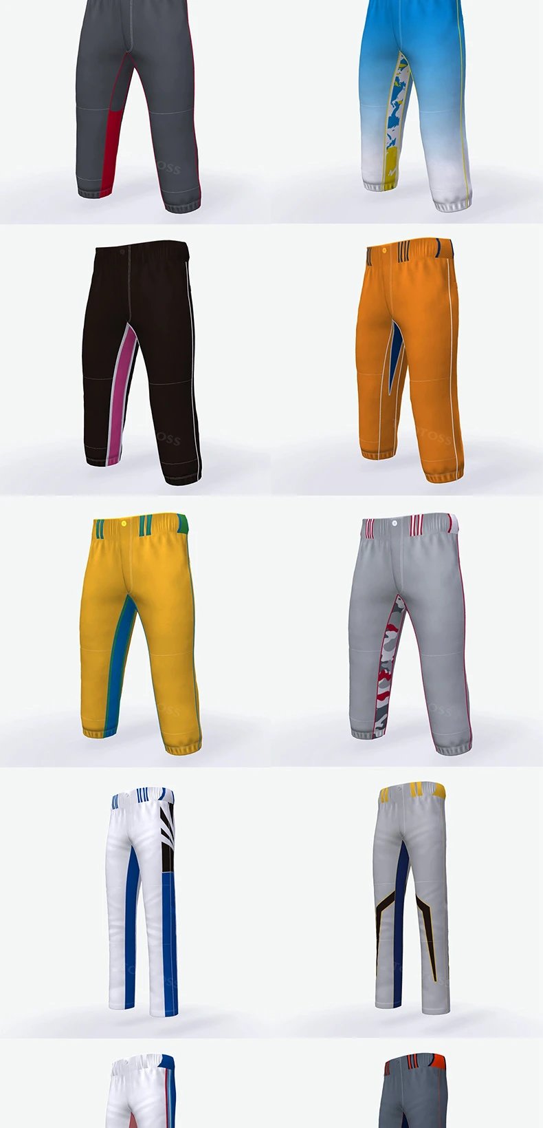 Design Baseball Pants White with Lime Green Panels - 20