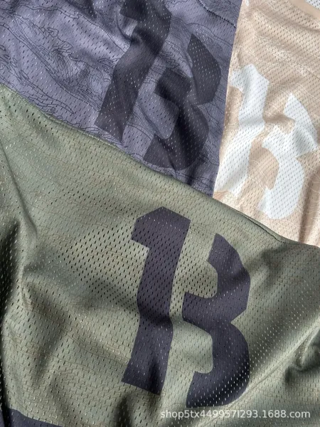 Design Mesh Jersey Top Beige with White Number 13 - 15