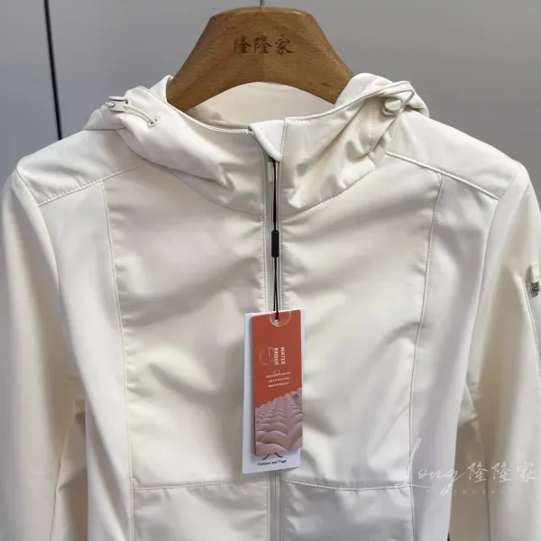 Design Softshell Hooded Jacket in Ivory, Blush Pink, and Black Outerwear.jacket - 17