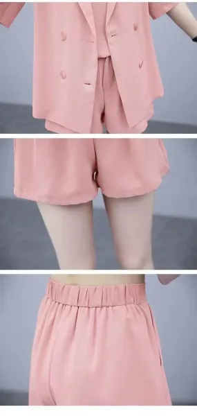 Design Pink Three-Piece Set with Blazer, Tank Top and Shorts - 27