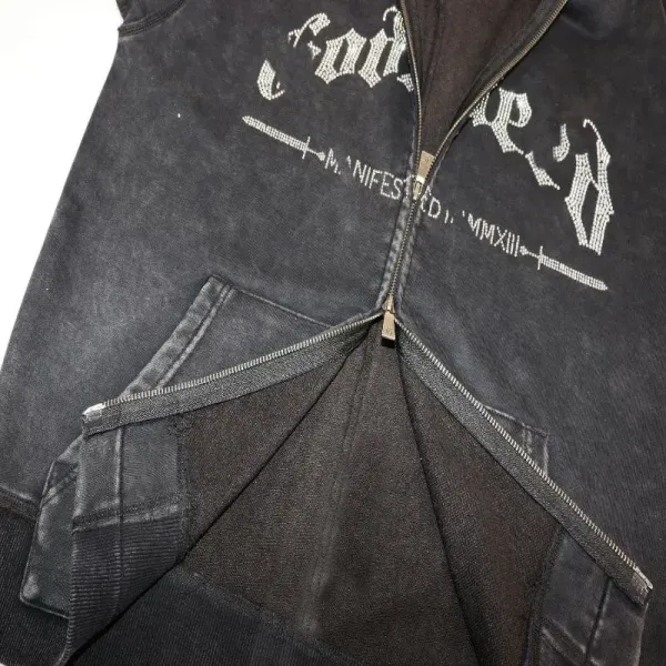 Design Red Gothic Script Zip-Up Hoodie - 5