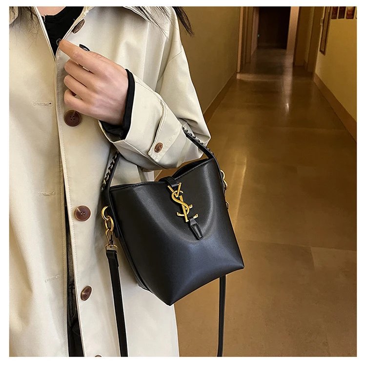 Saint Laurent Monogram Bucket Bag Tan Leather Handbag - 7