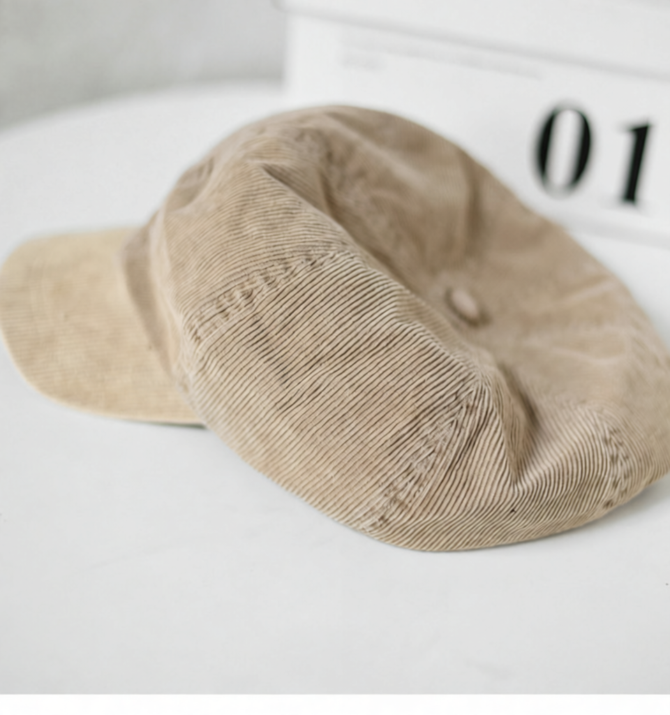 Corduroy Newsboy Cap Beige Hat Hats