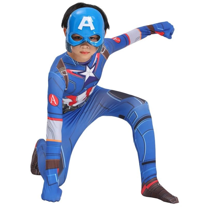 Design Captain America Costume Blue Red White Superhero Suit Clothing