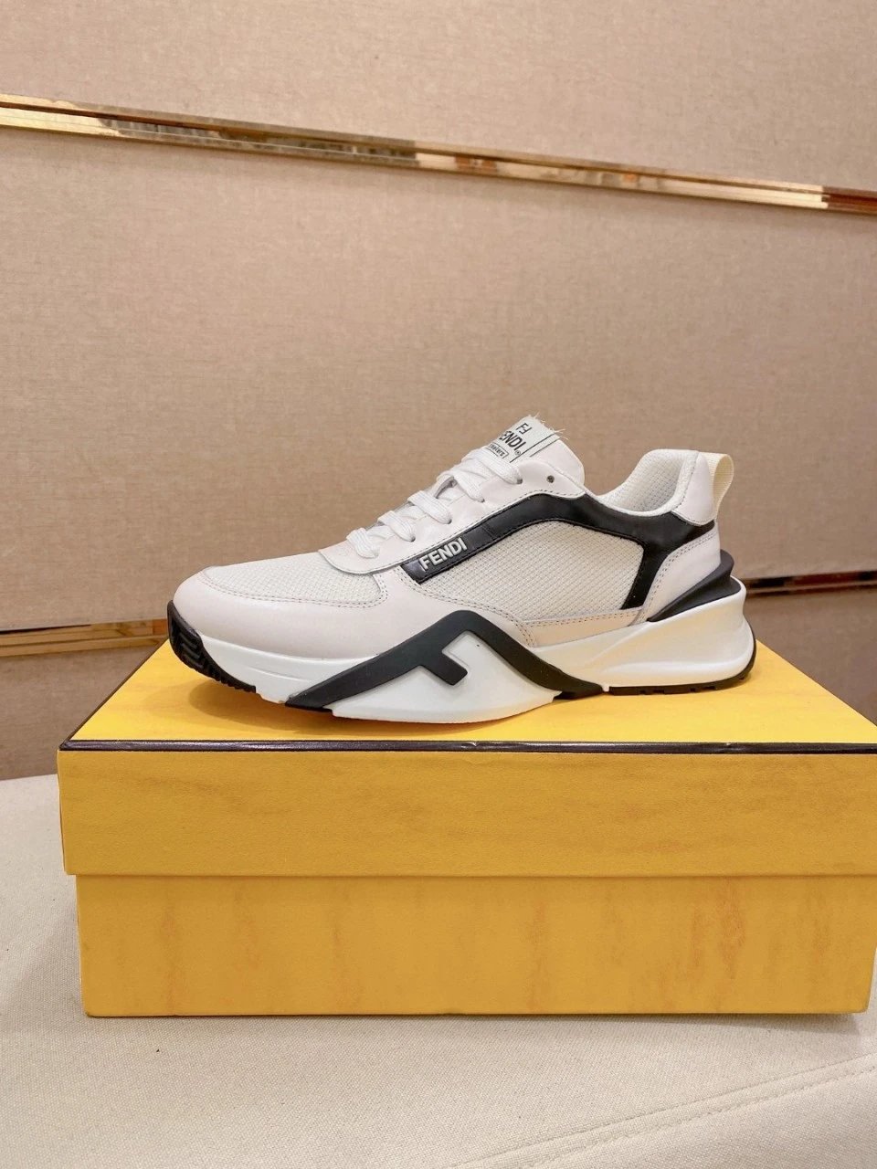 Fendi F-Logo Chunky Sneakers White Black - 4