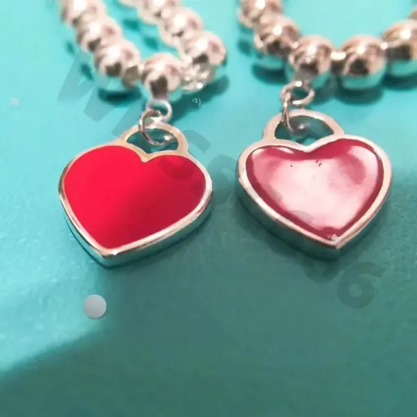 Tiffany & Co. Return to Tiffany Heart Charm Bracelet Silver Red Enamel Bracelet - 2