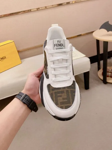 Fendi Mania Sneakers White Brown FF Logo Chunky Sneakers - 3