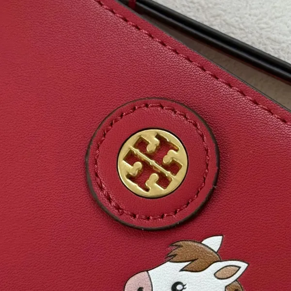 Tory Burch Horse Charm Zip Pouch Red Clutch Clutches - 13