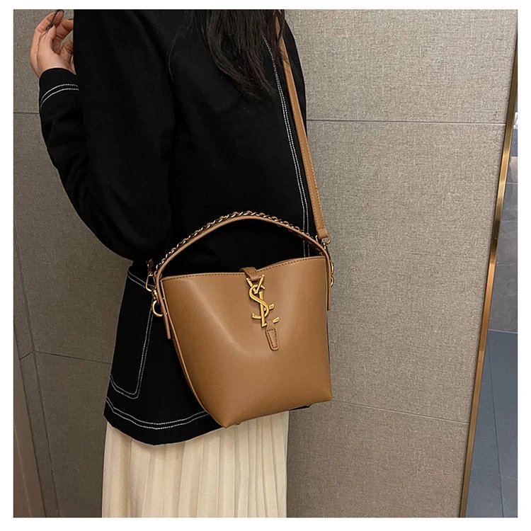 Saint Laurent Monogram Bucket Bag Tan Leather Handbag - 15