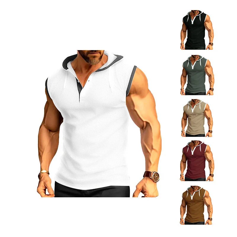 Dongfei Cross Border Sleeveless Hooded Beige Sporty Top